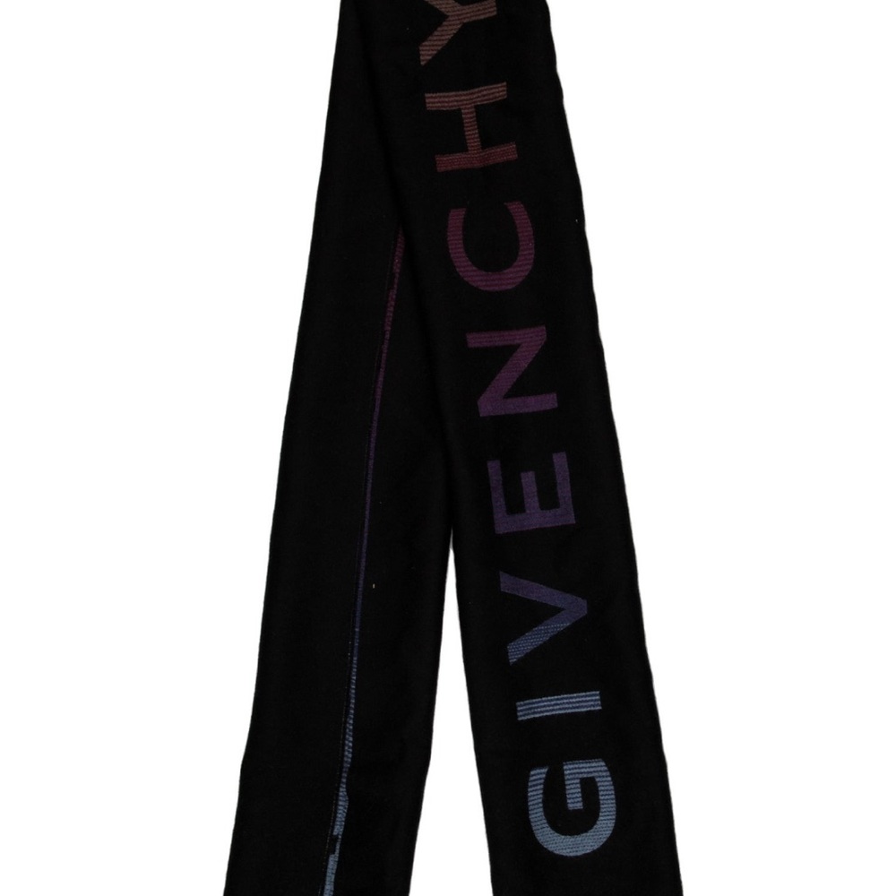 Givenchy Black and Multicolor Logo Scarf